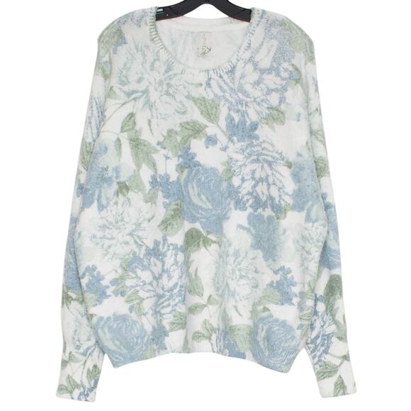 Joie Sweater Floral Oversize Cottage Grandma Soft Girl Academia Fuzzy Cozy 1X - Picture 1 of 5